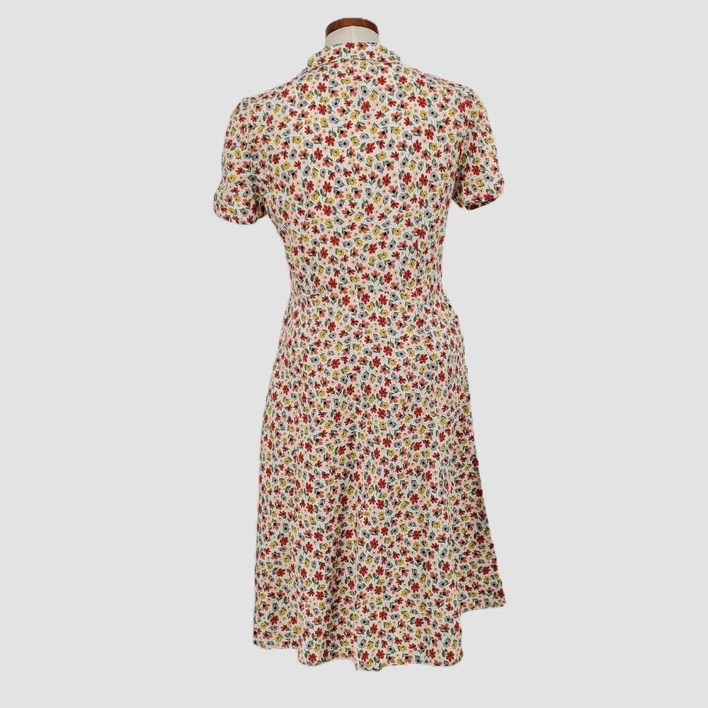Tulip B Large Floral 100% Cotton Short Sleeve Button Front Tea Dress Pockets New - Picture 3 of 11